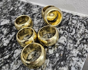 Vintage shiny disco gold napkin rings set of 6