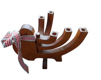 Wooden Bird Candelabra 5 stick Candle Holder
