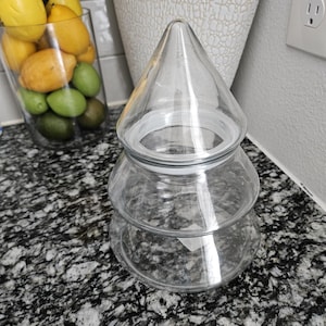 Vintage Anchor Hocking Christmas Tree Glass Jar: 9.25&quot; Apothecary Candy Dish