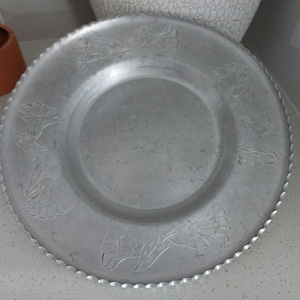 Vintage Farberware wrought aluminum serving tray/ plate/ platter.