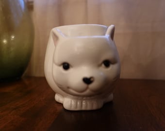 strawberry street white cate mug with tea bag holder