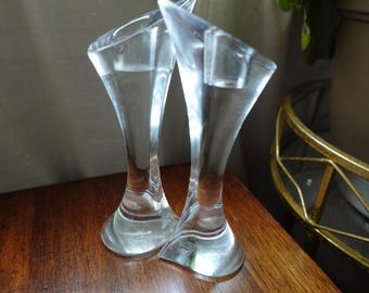 Paire De Bougeoirs Orrefors En Cristal - Élégants Et Lumineux - Idéal Pour Décoration Ou Cadeau