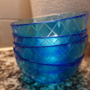 Vintage Turquoise blue glass bowl set of 4
