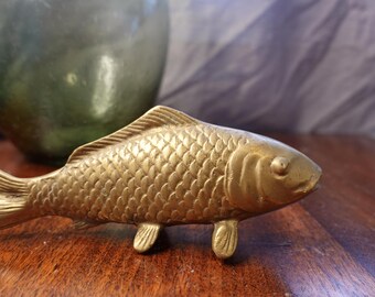 Vintage Solid Brass Koi Fish Figurine - Andrea by Sadako