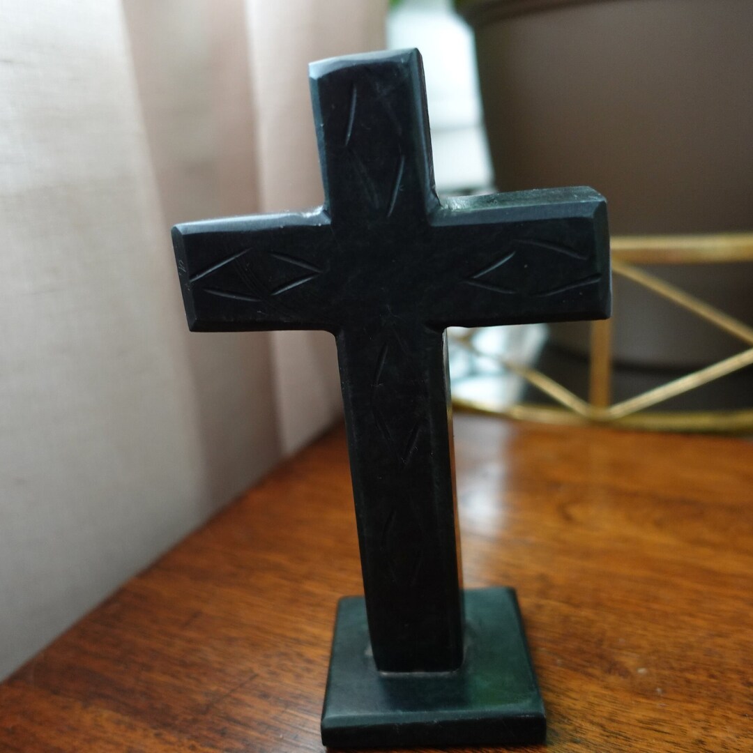 Free Standing Green Marble Stone Cross With Embossed Design - Etsy