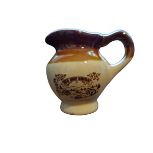 the great smoky mountains ceramic brown and beige small pitcher with handle