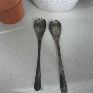 Vintage Silver-Plated England Spoon & Spork Set Serving Utensils