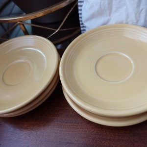 Vintage Homer Laughlin Fiesta Yellow Teacup saucer plates- Set of 6