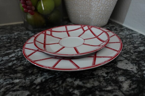 Ralph Lauren Tabletop Collection お皿 Ralph Lauren Red Pagoda Salad & Saucer Plates - Etsy