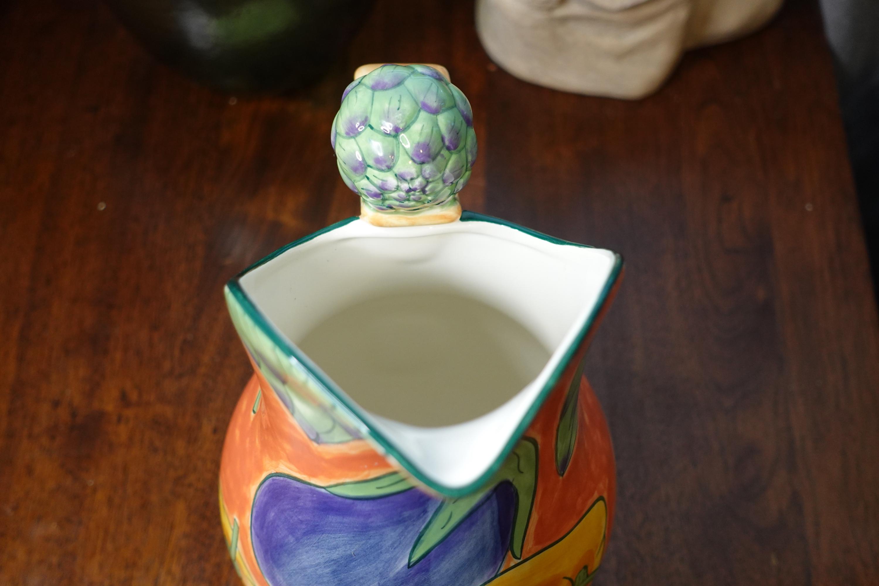 Clay Art Toscano Collection Large Pitcher Bright Colors With Vegetables ...