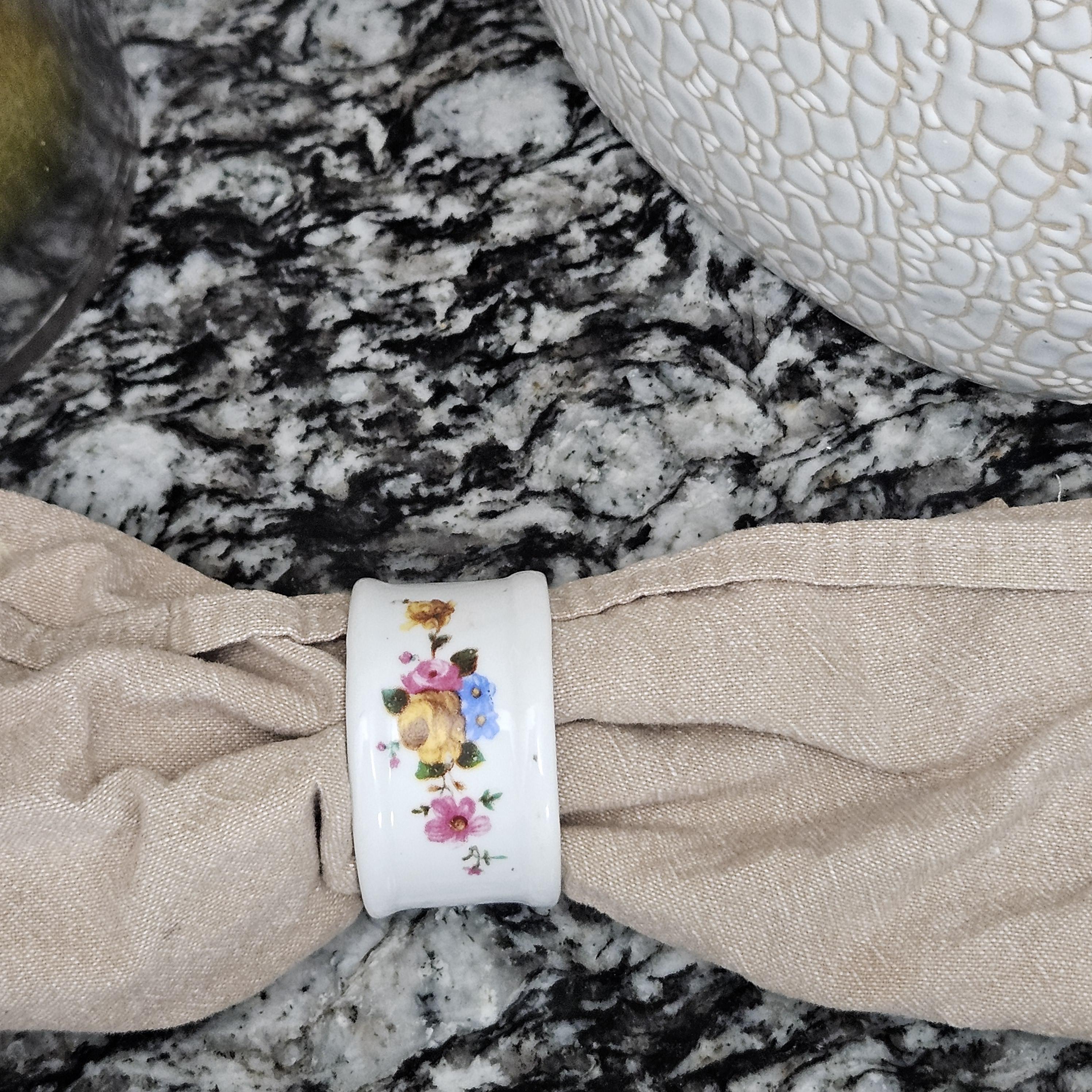 ヴィンテージ 4ピース 磁器 ナプキンリング セット 花柄 ローズ 花柄