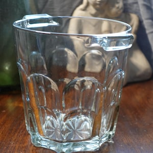 Vintage crystal glass ice bucket with handles