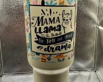 Bicchiere olografico UV DTF Mama Llama da 40 oz