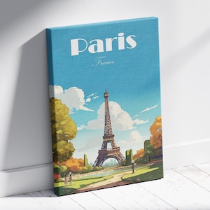 Paris Canvas Art, Large Art, Paris Wall Art, Large Wall Art Canvas, Canvas Print, French Wall Decor Eiffel Tower Framed Canvas Travel Poster