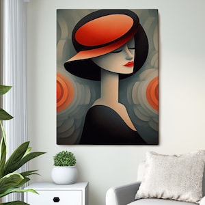 Vintage Beautiful Woman Canvas Painting, Canvas Room Decor, Modern Canvas Wall Decor, Classic Canvas Art, Canvas Wall Art, Home Decor Canvas