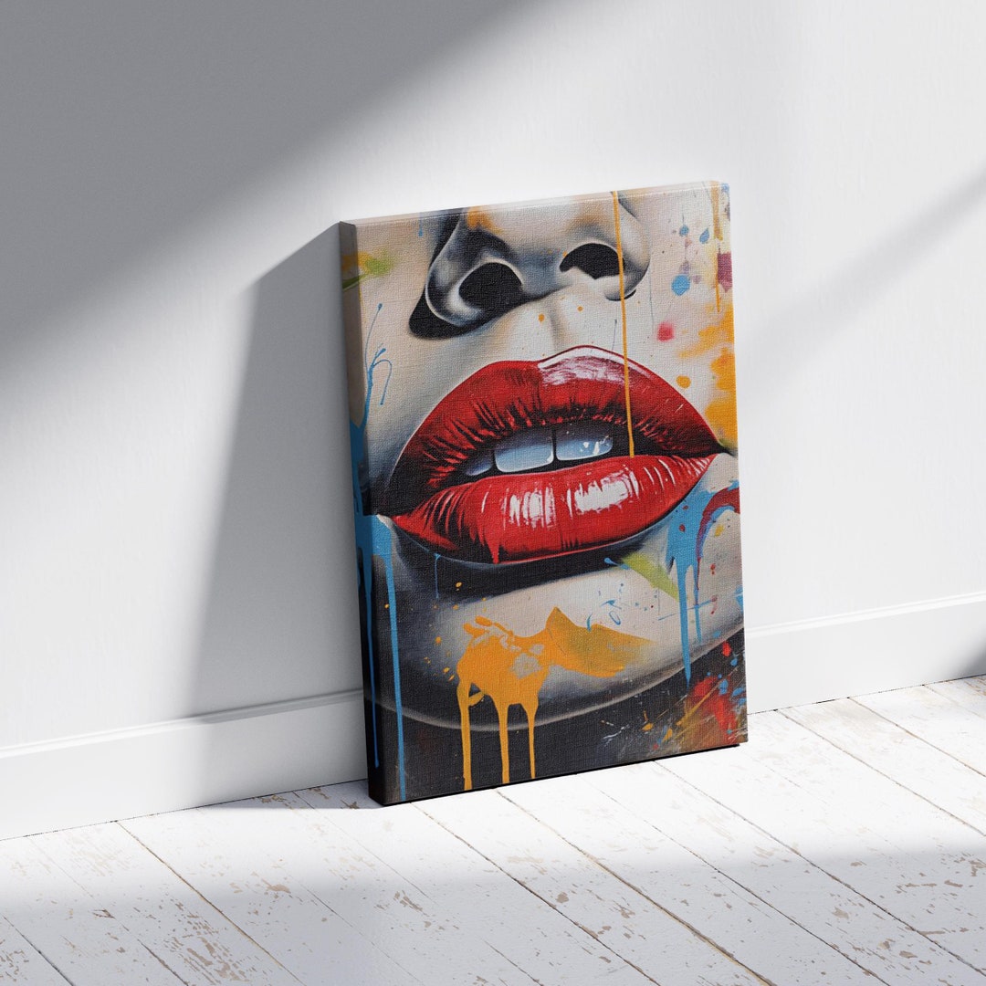 Red Lips Pop Art Poster: Glossy Fashion Print, Framed Canvas - Etsy