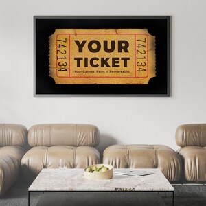 Trendy Wall Art Prints, Retro Your Ticket Canvas Framed Wall Art, Black White Wall Art Trendy, Retro Bar Cart Decor, Preppy Wall Art Gift