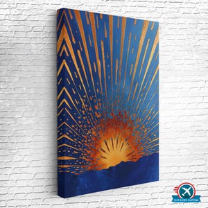 Abstract Sun Canvas Painting, Housewarming Gifts, Canvas Room Decor, Framed Canvas Wall Art, Large Wall Hanging, Home Decor Canvas
