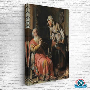 Rembrandt van Rijn - Tobit and Anna with Child, Modern Canvas Wall Decor, Home Decor Canvas, Classic Canvas Art, Canvas Room Decor