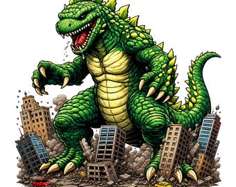 Godzilla PNG, Kaiju Monster, Action Godzilla Shirt Design (Digital Download)