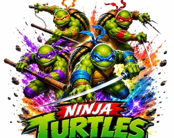 Ninja Turtles PNG Bundle, Turtle Power Clipart, Comic Cartoon, TMNT Inspired T-Shirt (Digital Download)