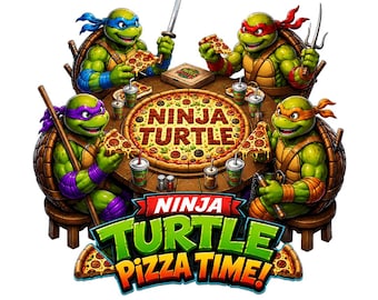 Ninja Turtle Pizza Time PNG, Pizza Lover T Shirt Design (Digital Download)
