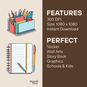 School Supplies Clipart Bundle: (60 PNG Files) Back to School, Teacher ...