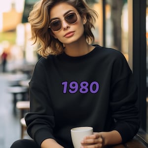 Vintage 1980 Sweatshirt, 1980 sweatshirt, 1980 birth year sweatshirt, Birthday Gift, Gift for Her, Gift for Him, Gift for Mom, Gift for Dad