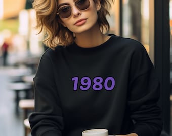 Vintage 1980 Sweatshirt, 1980 sweatshirt, 1980 birth year sweatshirt, Birthday Gift, Gift for Her, Gift for Him, Gift for Mom, Gift for Dad