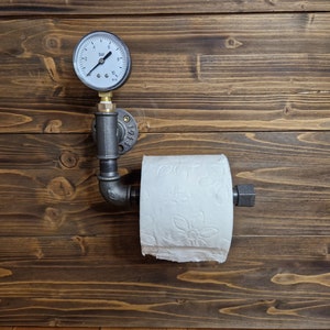 Toilet paper holder in industrial design, toilet paper dispenser, metal toilet paper holder, home decoration industrial, handmade
