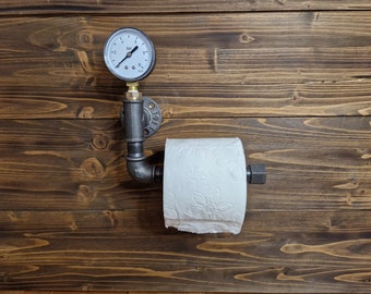 Toilet paper holder in industrial design, toilet paper dispenser, metal toilet paper holder, home decoration industrial, handmade