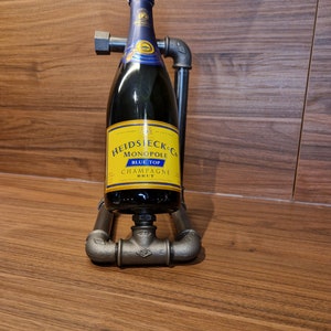 Wine bottle holder made of metal black Industrial bottle holder wine rack