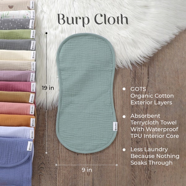Organic Baby Burp Rug | Layered Burp Cloth | Organic Cotton Burpcloth | Baby Shower Gift | Waterproof Burp Rag | Spit Cloth | Shoulder Cloth