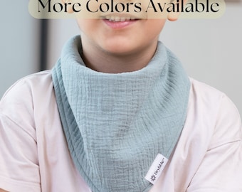 2 Waterproof Layered Kid Bandana Bibs | Toddler Drool Bib | Absorbent Special Needs Bib | GOTS Organic Cotton Bib | Dignity Scarf | Spit Bib