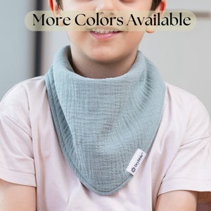 2 Waterproof Layered Kid Bandana Bibs | Toddler Drool Bib | Absorbent Special Needs Bib | GOTS Organic Cotton Bib | Dignity Scarf | Spit Bib