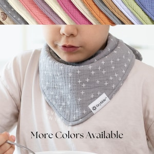 2 Waterproof Layered Kid Bandana Bibs | Toddler Drool Bibs | Absorbent Special Needs Bib | Organic Cotton Bib | Dignity Scarf | Spit Bib