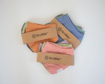 SET 3 Drybble Lätzchen | Bandana Lätzchen | Baby-Dusche-Geschenk | Baby Sabber Lätzchen | Baby Lätzchen Musselin | Lätzchen aus Bio-Baumwolle | Wasserdichte Lätzchen