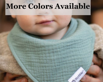 Waterproof Baby Dribble Bib Bandana Style | Unisex Toddler Teething Reflux Organic Cotton Muslin Bib 4-Layered | Baby Shower New Mom Gift