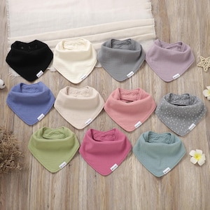 Multi-Layer Waterproof Bibs | Organic Cotton Dribble Bibs | New Baby Shower Gift | Baby Drool Bibs | Muslin Baby Bib | Unisex Bandana Bibs