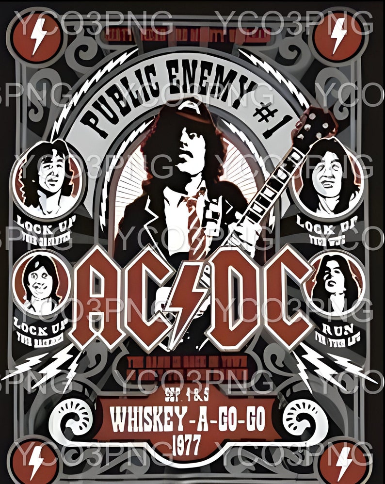 ACDC Band PNG: Retro Rock Music Art (digital Download) - Etsy