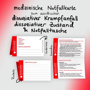 Dissociative state, seizures and emergency bag - Medical emergency card to print out and fill out