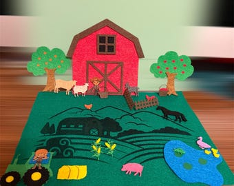 Felt Farm Play Kit: Little Blue Truck, Montessori Travel Toy