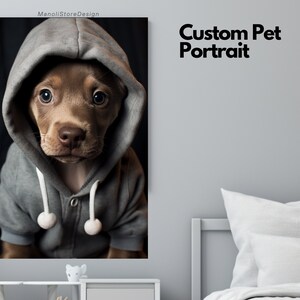 Custom Pet Portrait Painting Canvas, Hero Dog Portrait from Photo, Cute Pet Portrait Painting Digital Art, Portrait Art Design