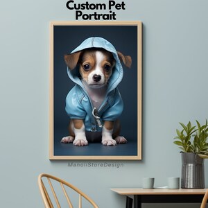 Tela de pintura personalizada para retrato de animais de estimação, retrato de cachorro herói da foto, pintura de retrato de animal de estimação, arte digital, design de arte de retrato