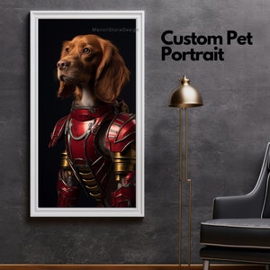 Custom Pet Portrait Painting Canvas, Hero Dog Portrait from Photo, Cute Pet Portrait Painting Digital Art, Portrait Art Design