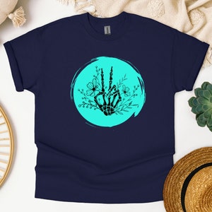 Peace and Flowers Cotton T-Shirt Cool Short Sleeve Tee Gift for Ladies