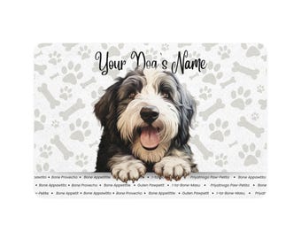 Alter englischer Schafhund personalisierte Haustierfuttermatte, benutzerdefinierte Hundefuttermatte, Hundefütterungsmatte, niedliche Haustiermatte, Geschenk für Hundeliebhaber