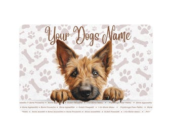 Comedero personalizable Berger Picard para perros, comedero personalizado, tapete para comedero, regalo para amantes de los perros, decoración a medida para mascotas