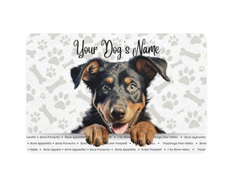 Beauceron Personalisierte Haustierfuttermatte mit individuellem Namen, Hundefütterungsmatte, Katzenmatte, Pfotenabdruck Design, Geschenk für Tierliebhaber