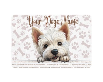 West Highland White Terrier personalisierte Haustierfuttermatte, benutzerdefinierte Hundefuttermatte, Hundefütterungsmatte, niedliche Haustiermatte, Geschenk für Hundeliebhaber